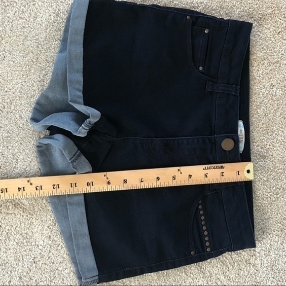 Love Fire dark denim studded shorts Size 7 - Picture 8 of 8